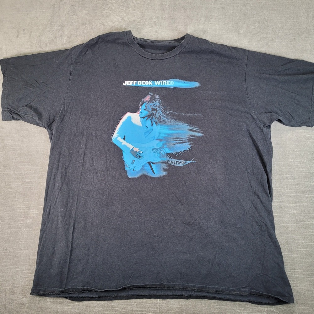 Jeff Beck Wired Album Cover Graphic T-Shirt Mens Black Short Sleeve Rock Band T‎